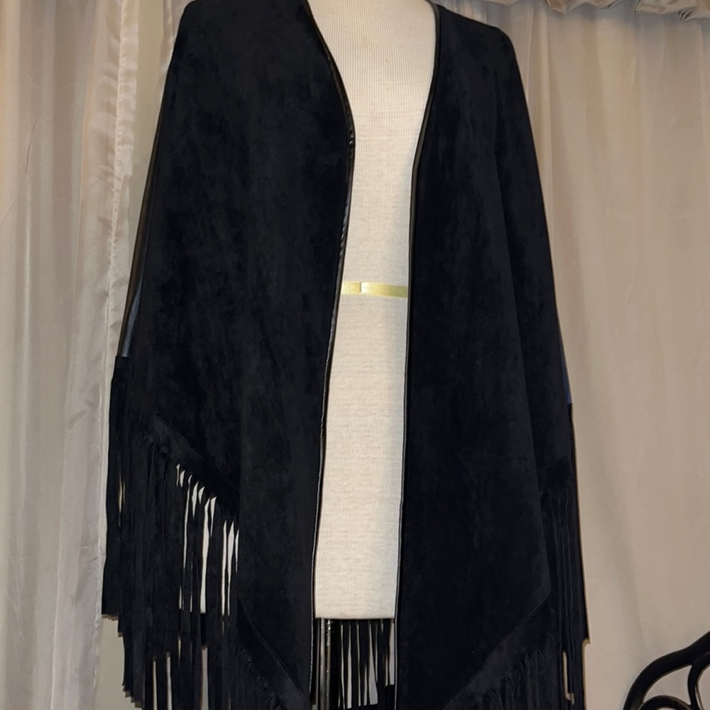 Black faux suede shawl